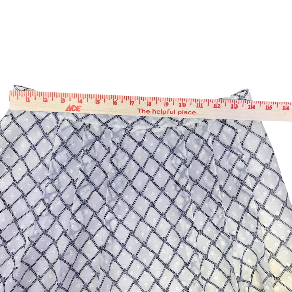 Banana Republic White Navy Diamond Grid Swiss Dot Flared Mini Skirt Nautical - Picture 7 of 8